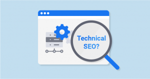 Magnifying Glass showing Technical SEO