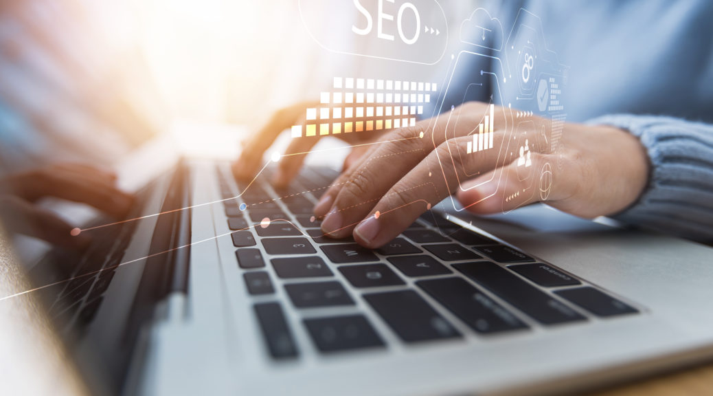 Business women checking SEO on laptop